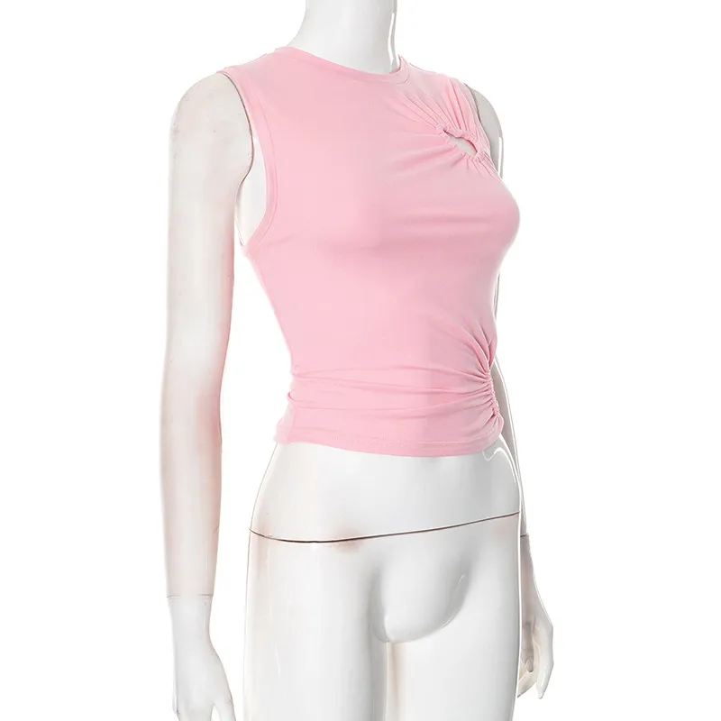Women's T-shirt Sleeveless T-Shirts Fresh And Sweet Sweet Spicy Wind Solid Color display picture 34