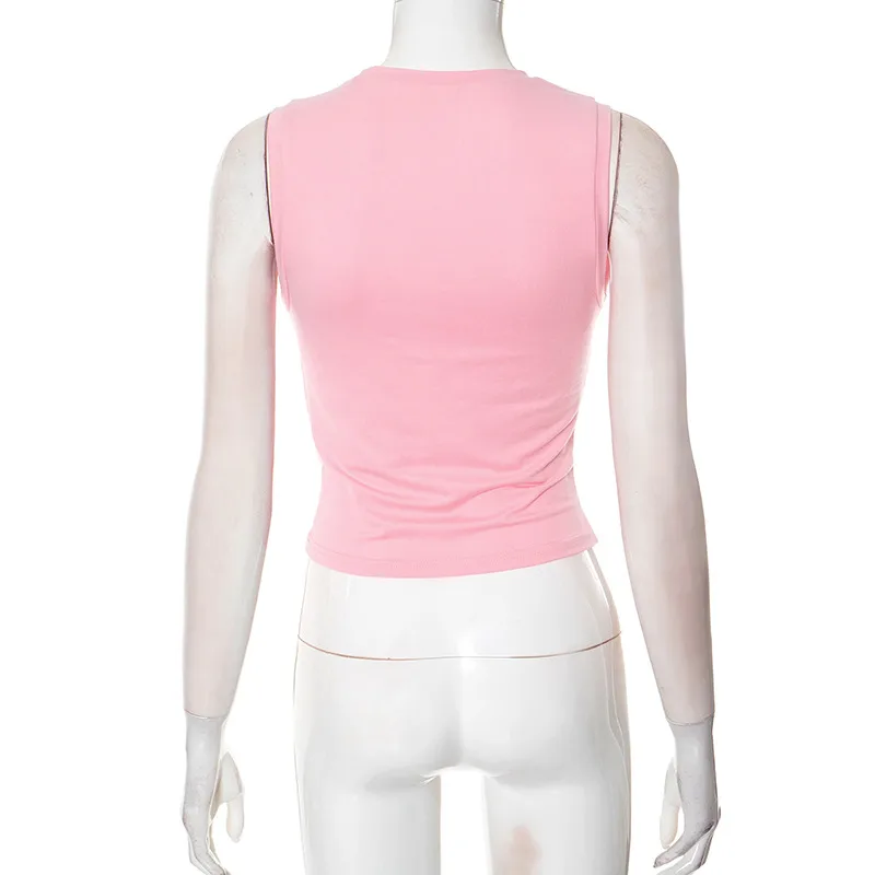 Women's T-shirt Sleeveless T-Shirts Fresh And Sweet Sweet Spicy Wind Solid Color display picture 36