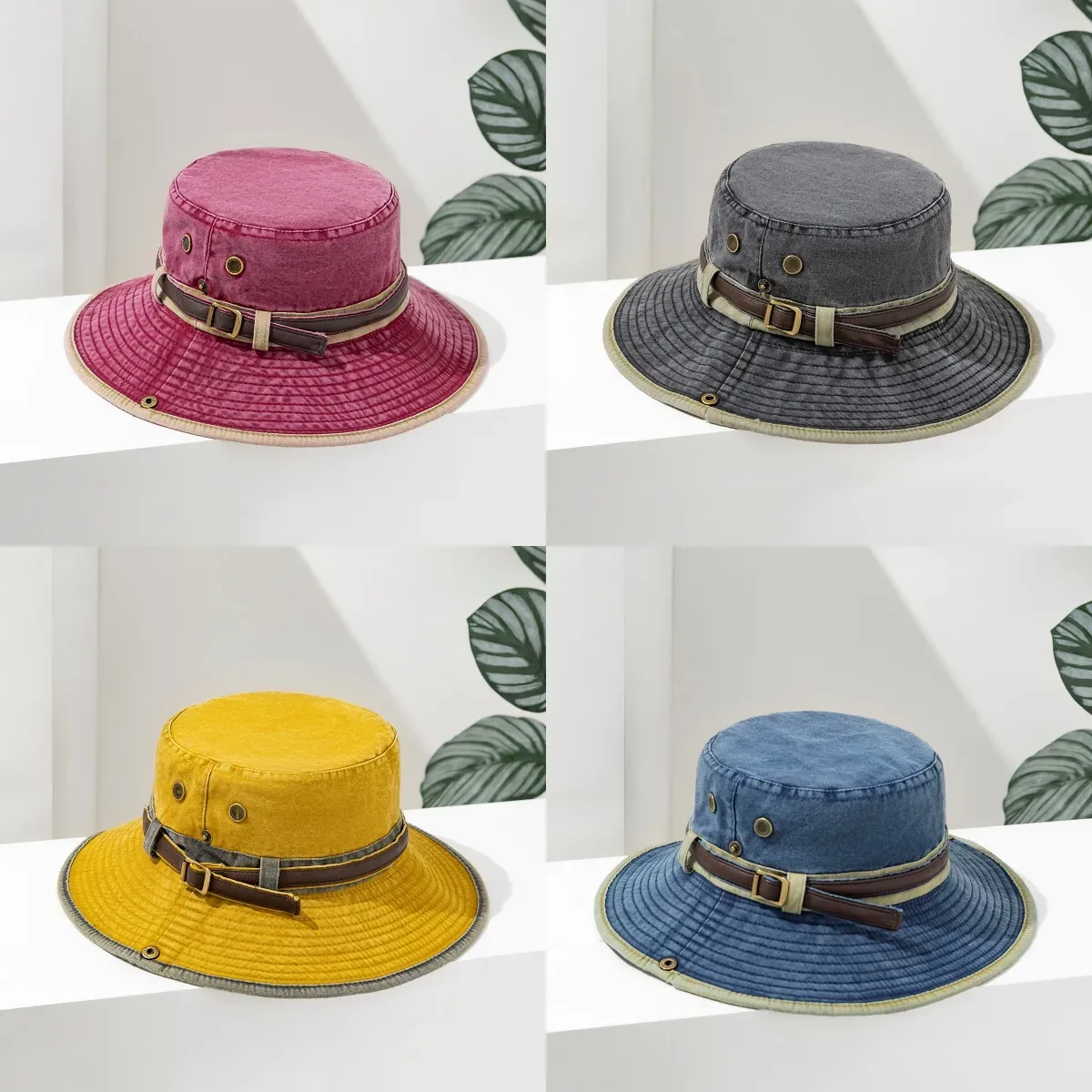 Unisex Casual Solid Color Flat Eaves Bucket Hat display picture 1