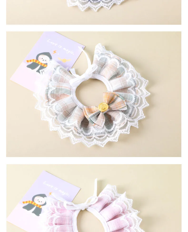 Pet Saliva Towel Cat Bow Lace Collar Dog Cute Princess Wind Decorative Scarf Supplies Wholesale display picture 1