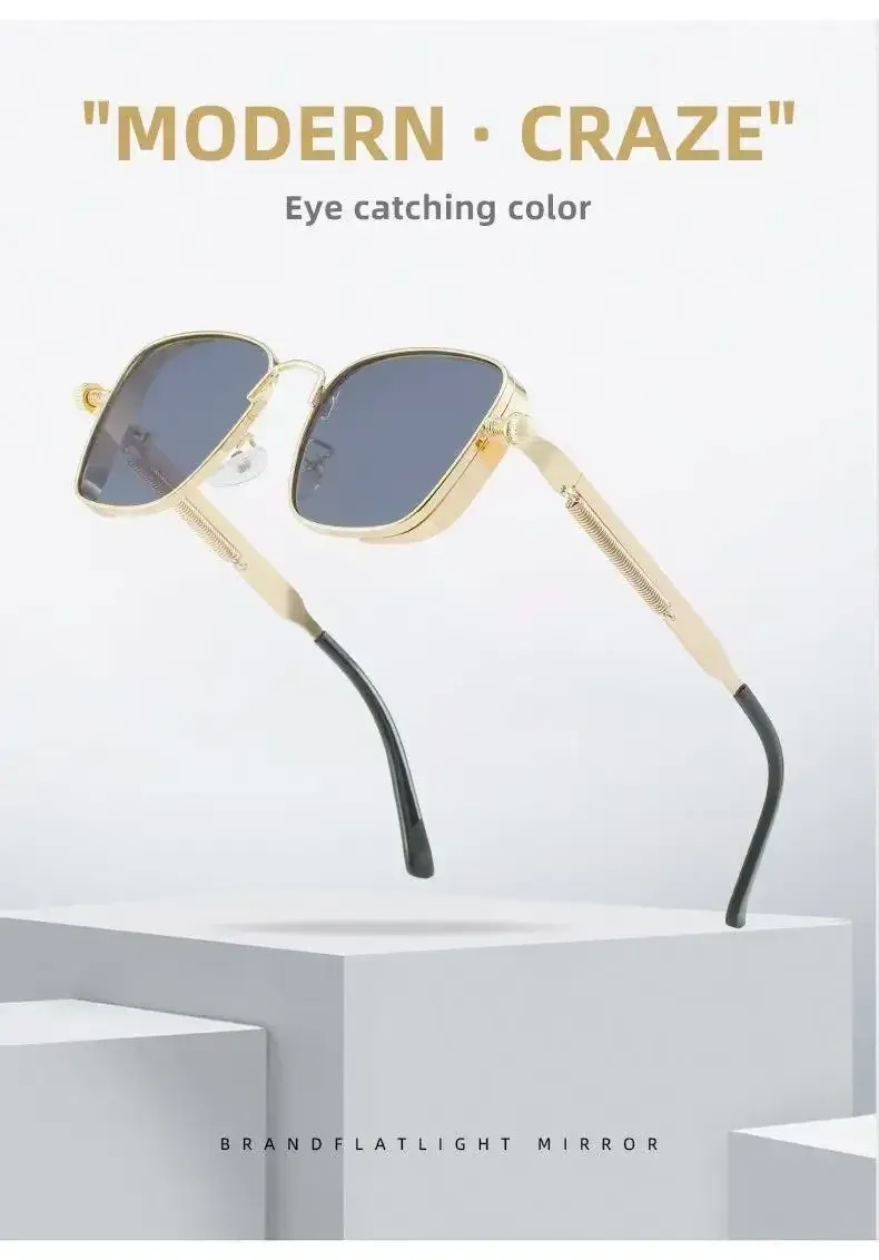 New  Retro Box Punk Steampunk Metal Foreign Trade Personalized Universal Fashion Sunglasses Batch display picture 1