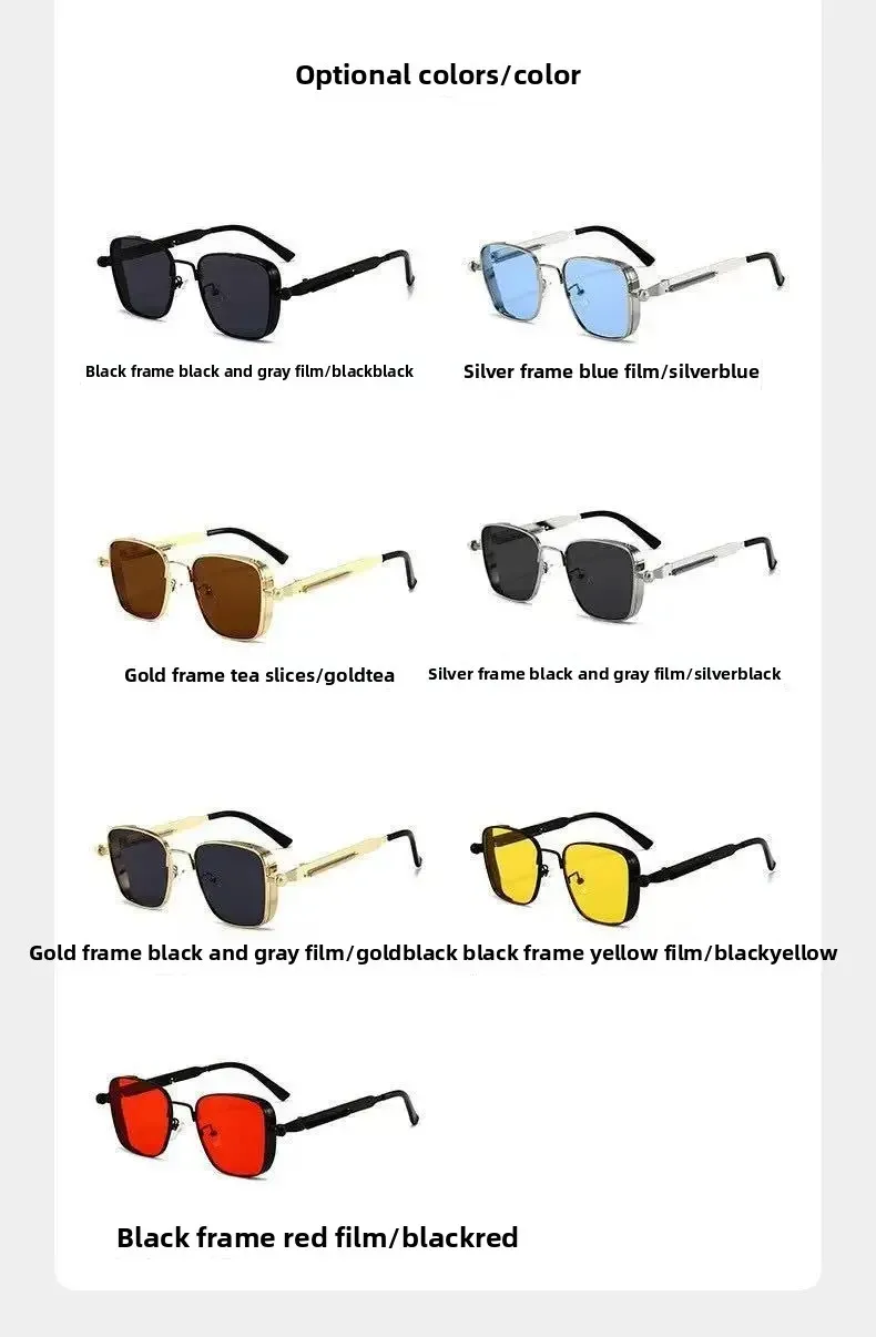 New  Retro Box Punk Steampunk Metal Foreign Trade Personalized Universal Fashion Sunglasses Batch display picture 6