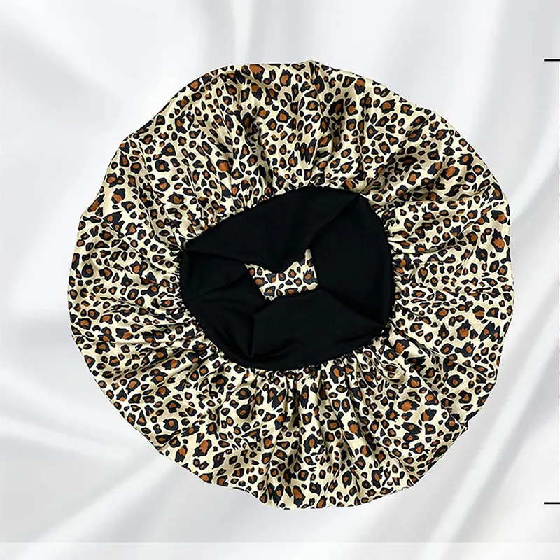 Hot Sale Printed Wide-brimmed Nightcap Hair Condiment Hat Leopard Print Sal Hair Loss Elastic Chemotherapy Cap Round Hat display picture 5