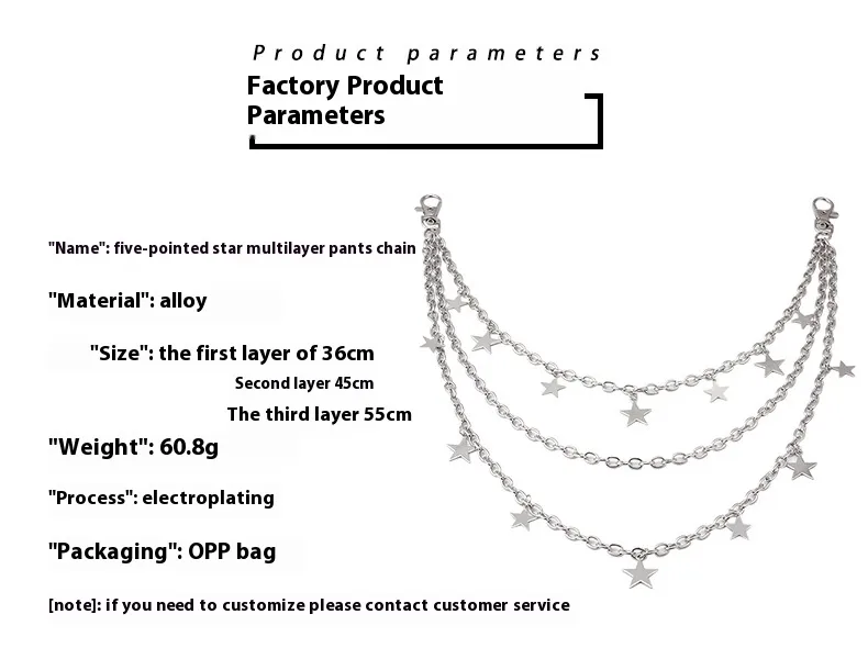 New Style All-match Five-pointed Star Pendant Chain Trendy Hip-hop Men's And Women's Jeans Waist Chain Fashion Ins Style Accessories display picture 1