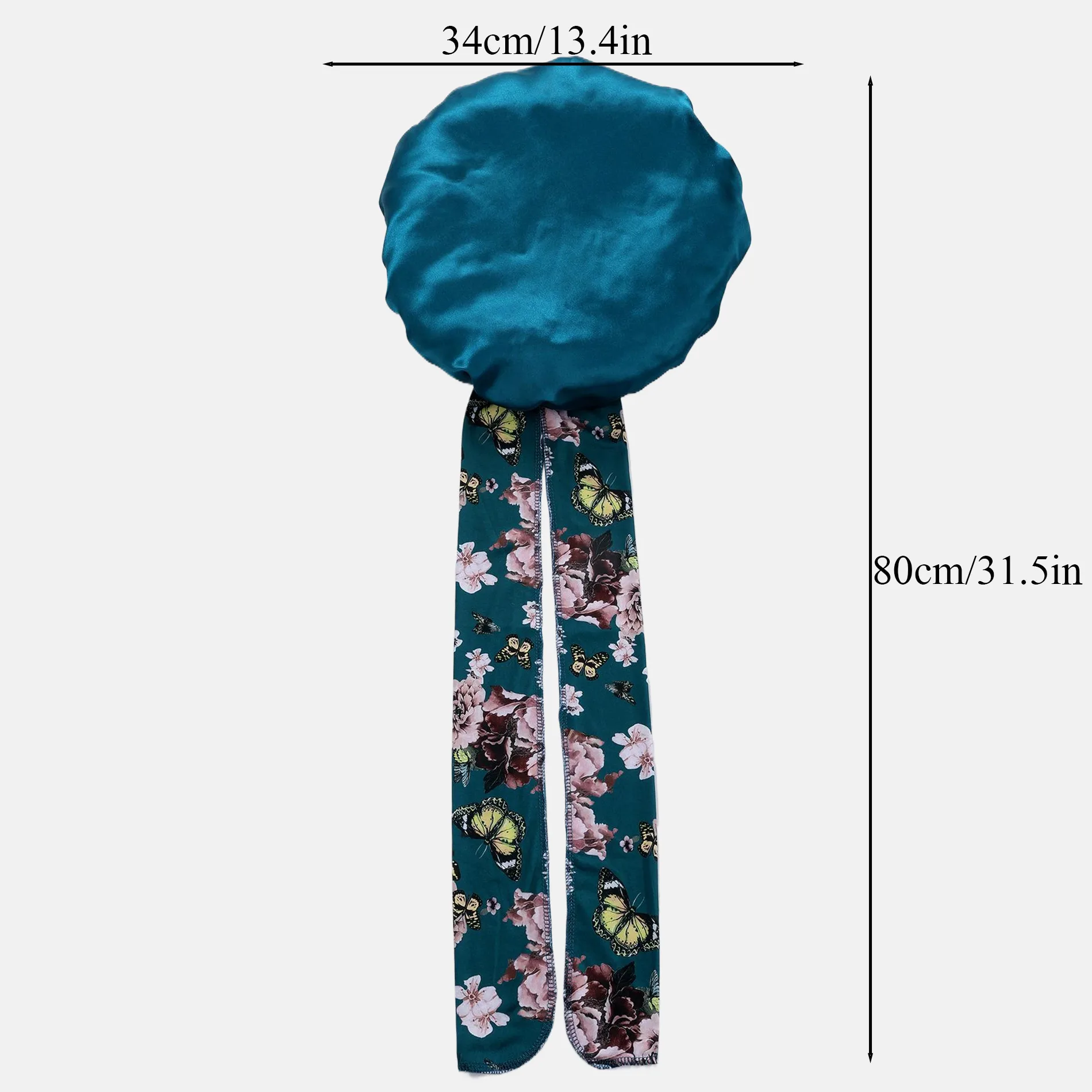 New   Hot Sale Wide-brimmed Long-tail Large Shower Cap Ribbon Printed Cap Large Color Ding Sleeping Hat display picture 2