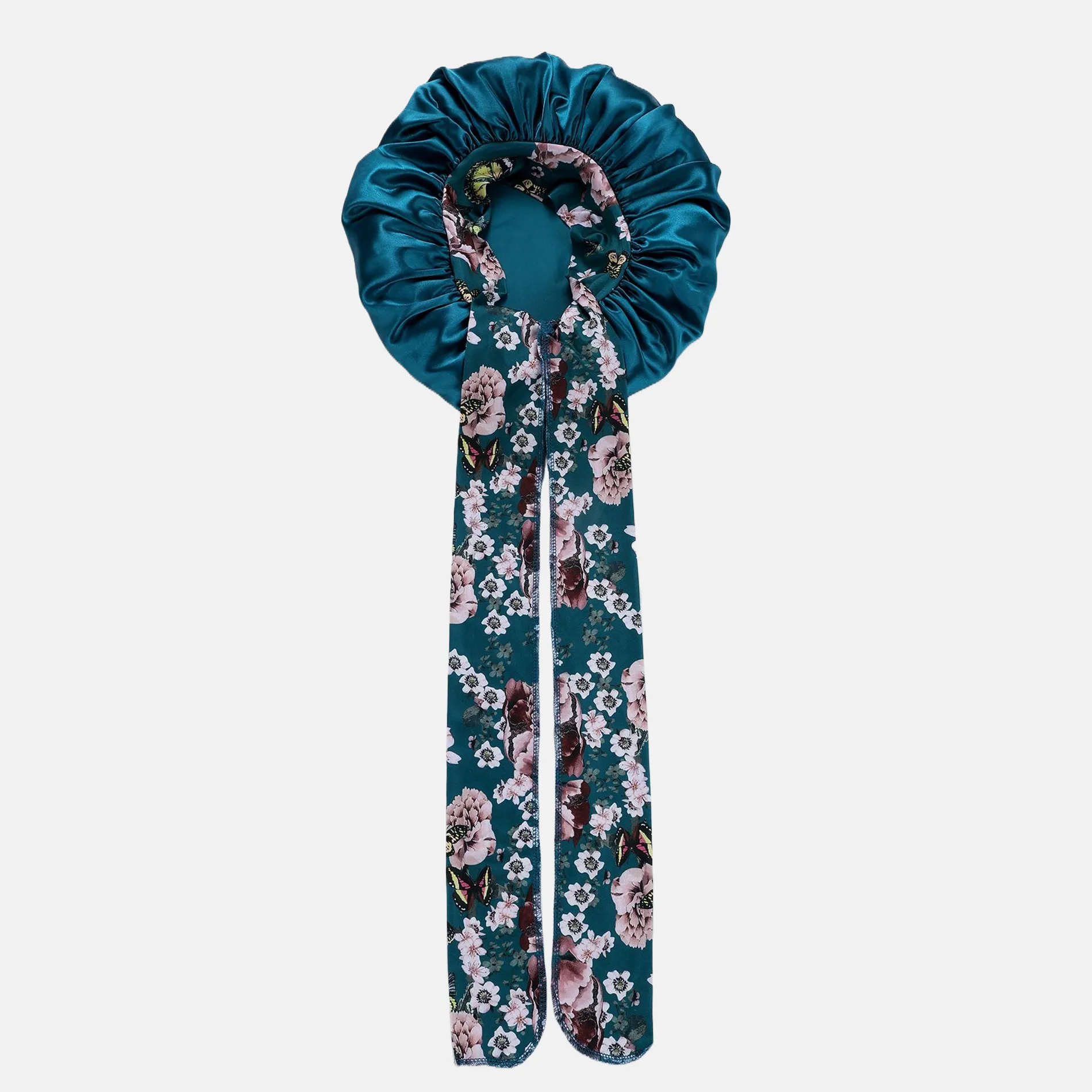 New   Hot Sale Wide-brimmed Long-tail Large Shower Cap Ribbon Printed Cap Large Color Ding Sleeping Hat display picture 3