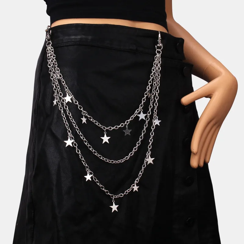New Style All-match Five-pointed Star Pendant Chain Trendy Hip-hop Men's And Women's Jeans Waist Chain Fashion Ins Style Accessories display picture 5