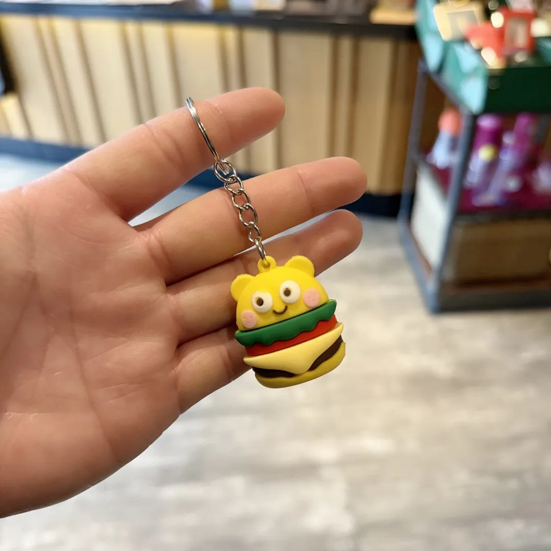 Cartoon Funny Hamburger Fries Simulation Food Keychain Cute Bag Car Hanging Funny Push Small Gifts display picture 4