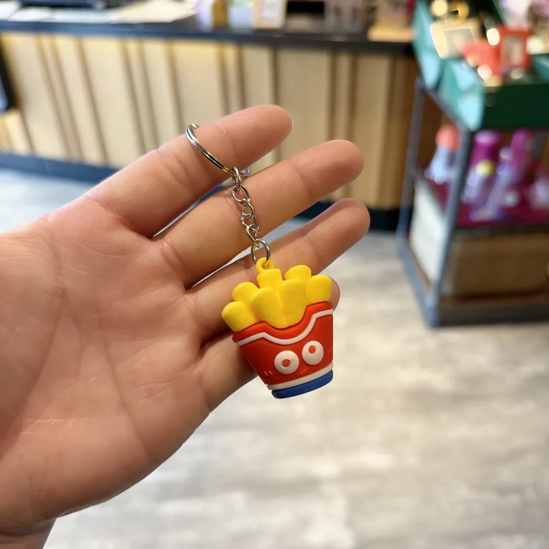 Cartoon Funny Hamburger Fries Simulation Food Keychain Cute Bag Car Hanging Funny Push Small Gifts display picture 5