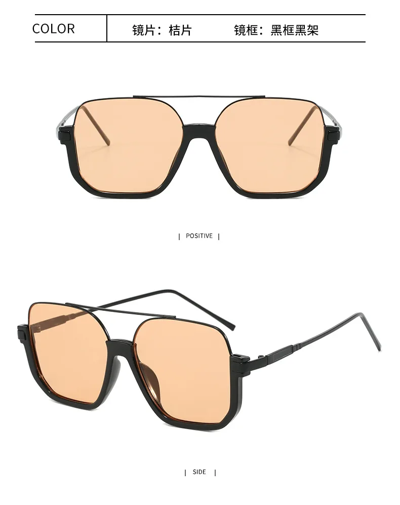 Manufacturers Europe And The United States New Sunglasses Large Frame Thin Face Double Beam Anti-ultraviolet Glasses Sunglasses Women display picture 4