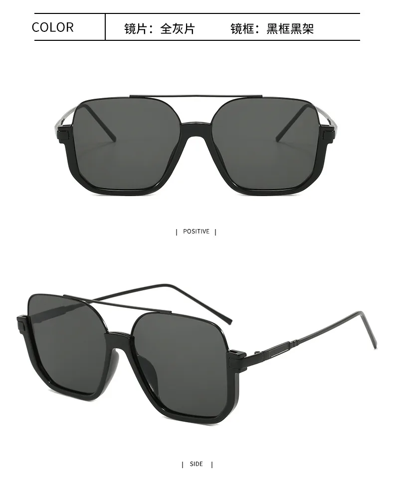 Manufacturers Europe And The United States New Sunglasses Large Frame Thin Face Double Beam Anti-ultraviolet Glasses Sunglasses Women display picture 5