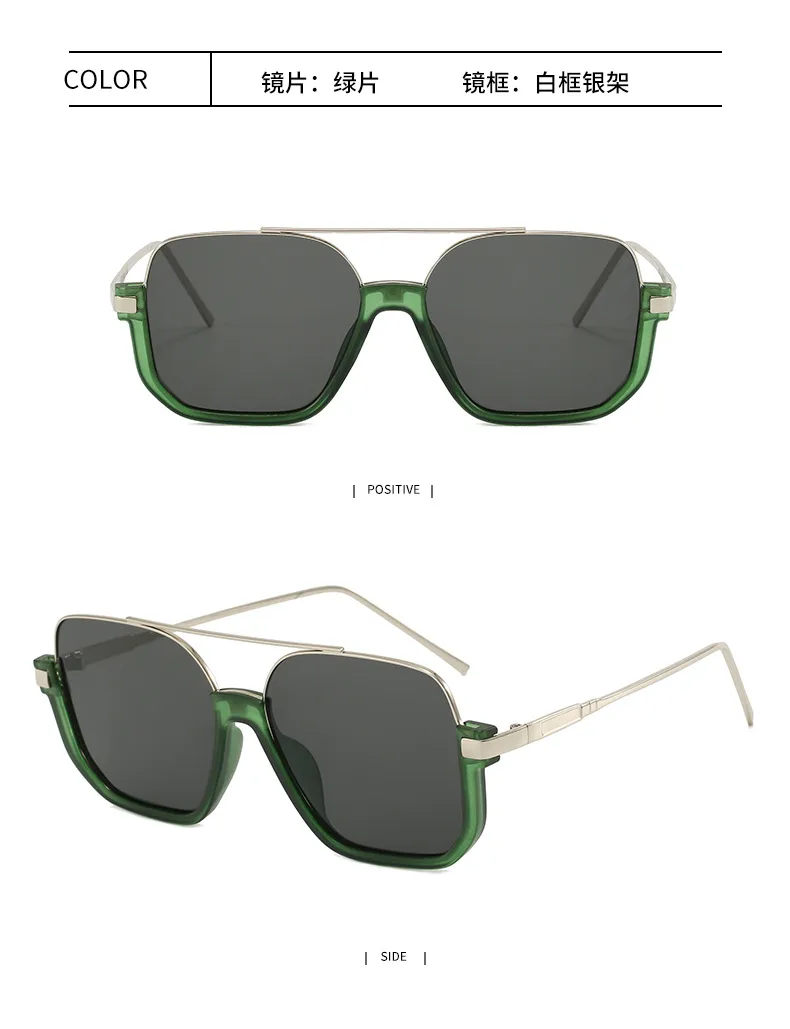 Manufacturers Europe And The United States New Sunglasses Large Frame Thin Face Double Beam Anti-ultraviolet Glasses Sunglasses Women display picture 6