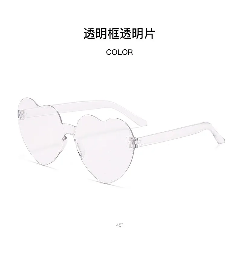 Europe And The United States Pink Heart Sunglasses Love Sunglasses Jelly Frameless Heart-shaped One-body Dazzling Color Glasses display picture 8