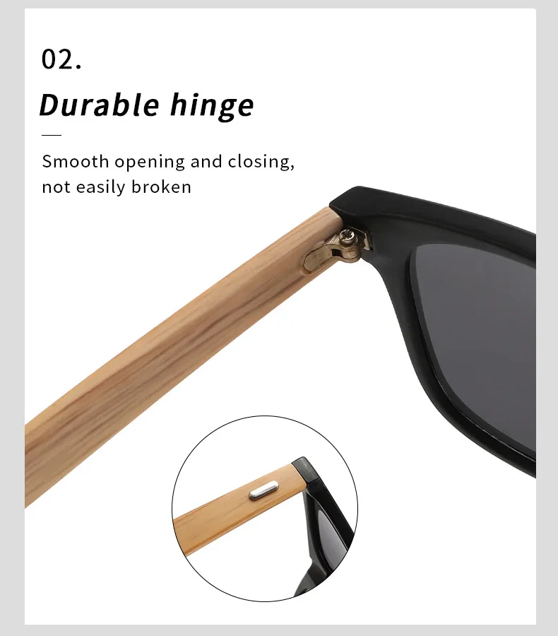 New   Explosions Fashion Outdoor Sunglasses Rice Nail Anti-Moso Bamboo Leg Sunglasses Retro Glasses For Men And Women display picture 4