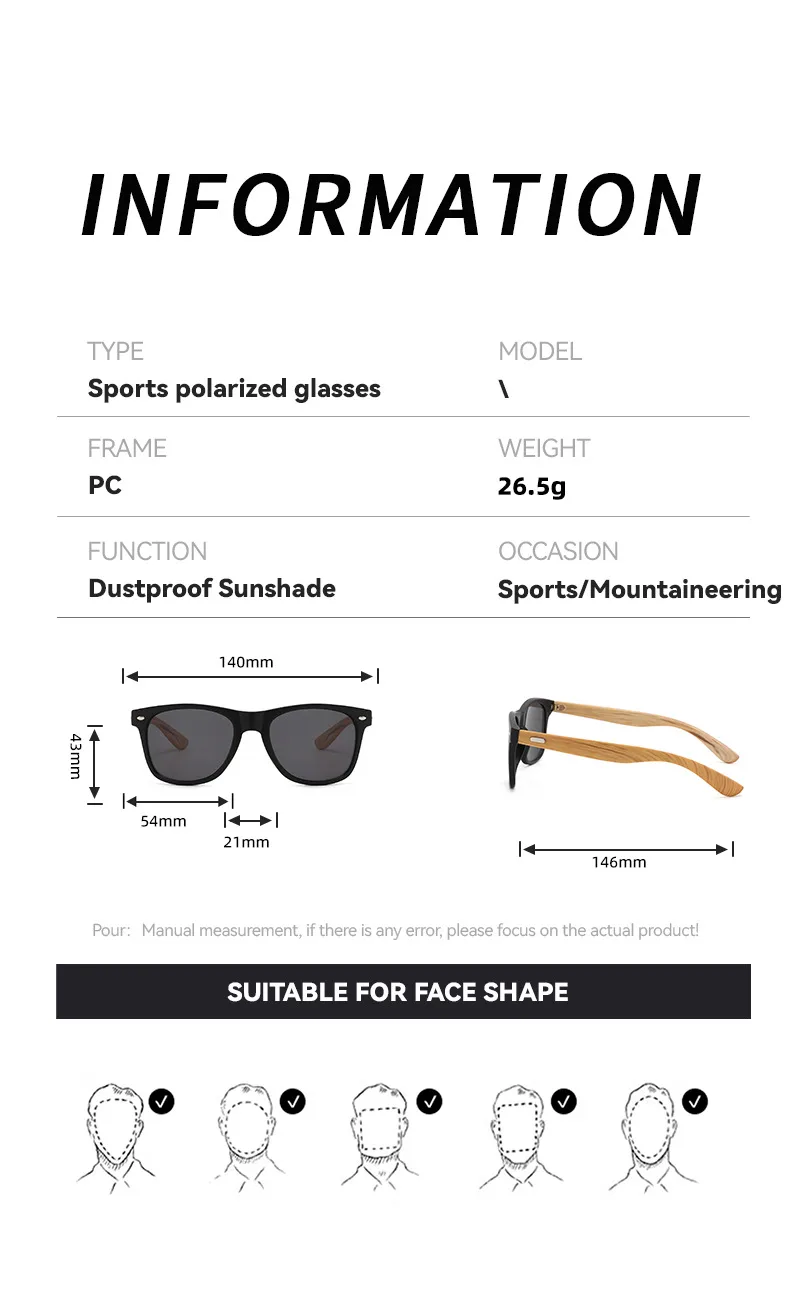 New   Explosions Fashion Outdoor Sunglasses Rice Nail Anti-Moso Bamboo Leg Sunglasses Retro Glasses For Men And Women display picture 7