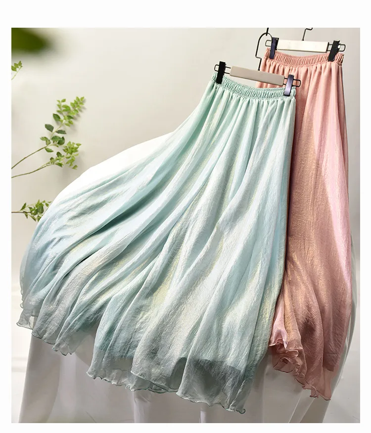 Spring Chinese Antique Casual Elegant Fairy Style Tulle Hanfu Wide Leg Pants Fairy Pants Chiffon Pants Women's Plus Size display picture 1