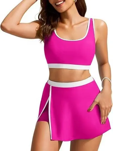Swimsuit Women's Pure Color Camisole Sports Style Bikini Split Two-Piece Suit  Bikini display picture 1