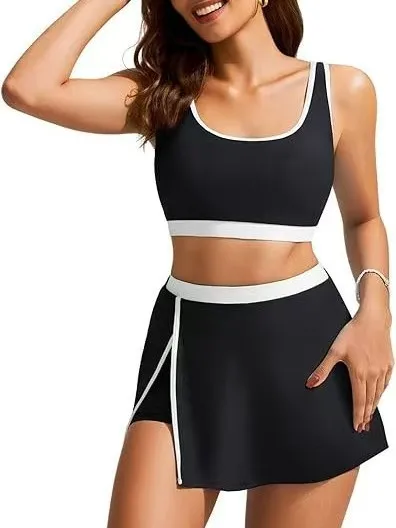 Swimsuit Women's Pure Color Camisole Sports Style Bikini Split Two-Piece Suit  Bikini display picture 3