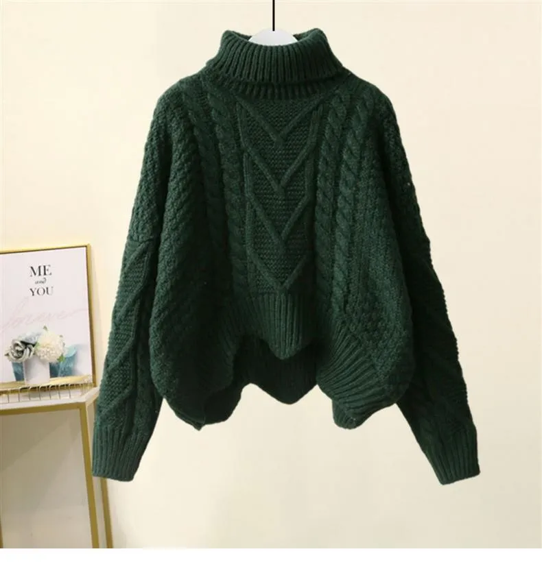 Fleece-lined Thickened Two-Piece Women's Autumn And Winter New High-Neck Twist Pullover Sweater Design Sense Daggedness Wide-Leg Pants display picture 12