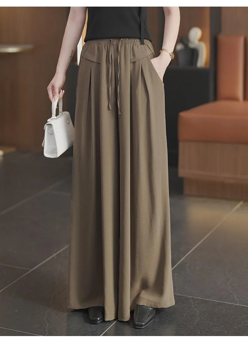 Wide Leg Pants Women's  Spring And Summer New Loose High Waist Fashion All-match Pleated Drape Lazy Stylish Skirt Pants display picture 1