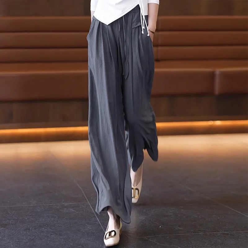 Wide Leg Pants Women's  Spring And Summer New Loose High Waist Fashion All-match Pleated Drape Lazy Stylish Skirt Pants display picture 2