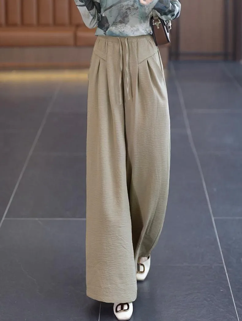 Wide Leg Pants Women's  Spring And Summer New Loose High Waist Fashion All-match Pleated Drape Lazy Stylish Skirt Pants display picture 3