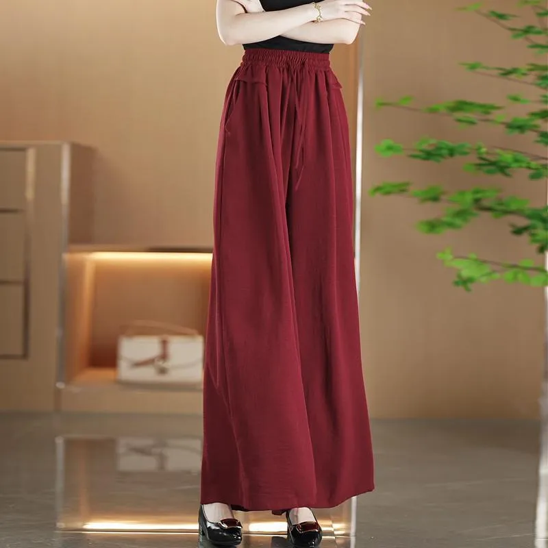 Wide Leg Pants Women's  Spring And Summer New Loose High Waist Fashion All-match Pleated Drape Lazy Stylish Skirt Pants display picture 4