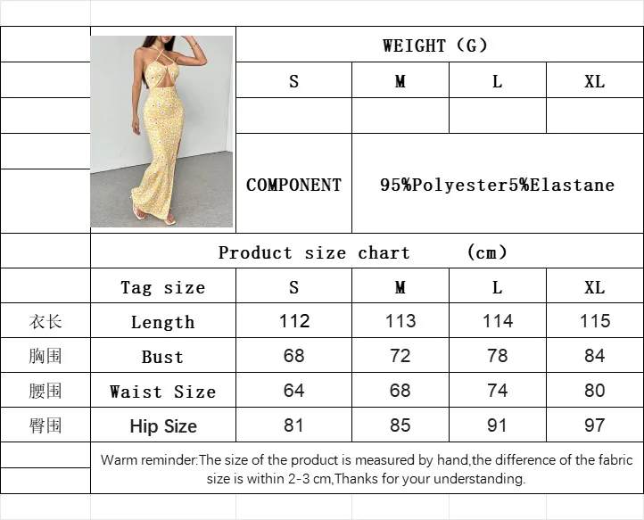 Foreign Trade Women's Wear Spring And Summer Independent Station Sling High Vents Daisy Printing Slim-fit Gentle Dress display picture 2