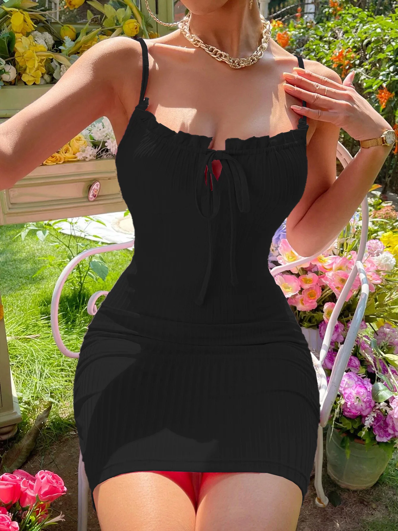 Powder  Style   Sexy Neck Slim Fit Shoulder Bag Hip Party Sling Dress display picture 15