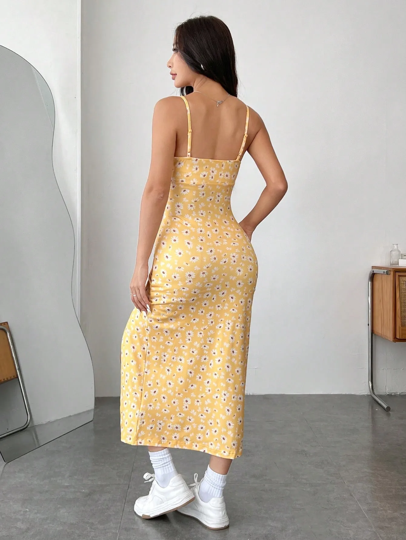Spring And Summer New International Station TK Women's Clothing Simple Style Dress High Waist Split Slim-fit Sling Midi Dress display picture 10