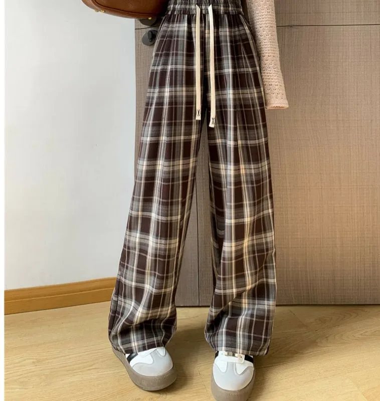 Foreign Trade Casual Trousers Women's Slimming Summer New New Style All-match Dipped High Waist Lace-up Straight Wide Legs display picture 3