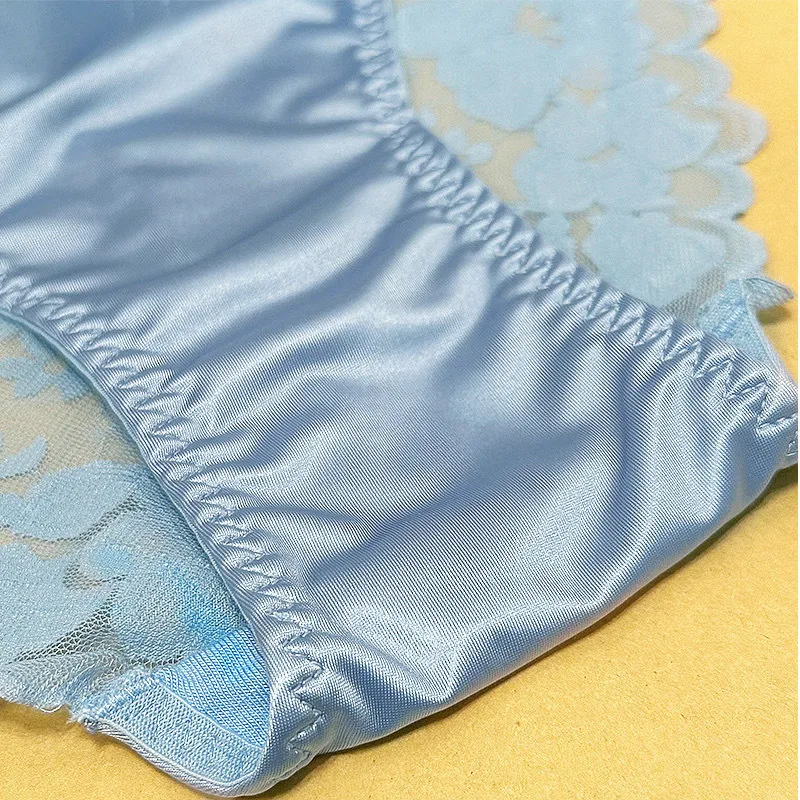 French Style Sexy Lace Underwear Women's Silky Ice Silk Satin Fashionable Diamond Embellished Traceless Briefs Comfortable And Breathable display picture 9