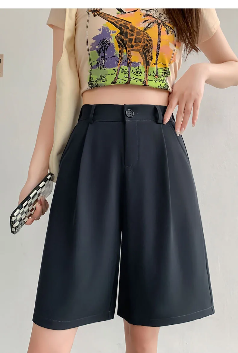 Trade Suit Shorts Women's Summer New High Waist Loose Slimming Wide Leg Casual Shorts display picture 2