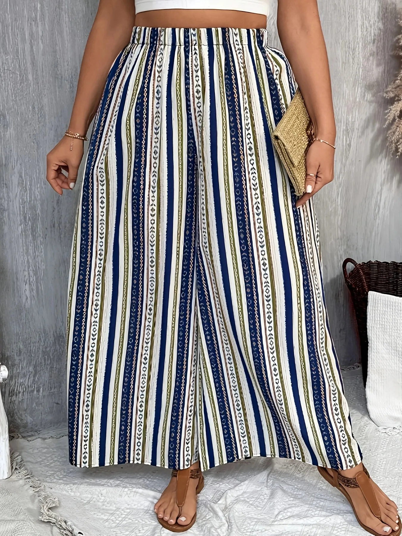 Europe, America, Spring And Summer   New Four Seasons Casual Wide Leg Pants Printed Explosions Loose Pants For Women display picture 3