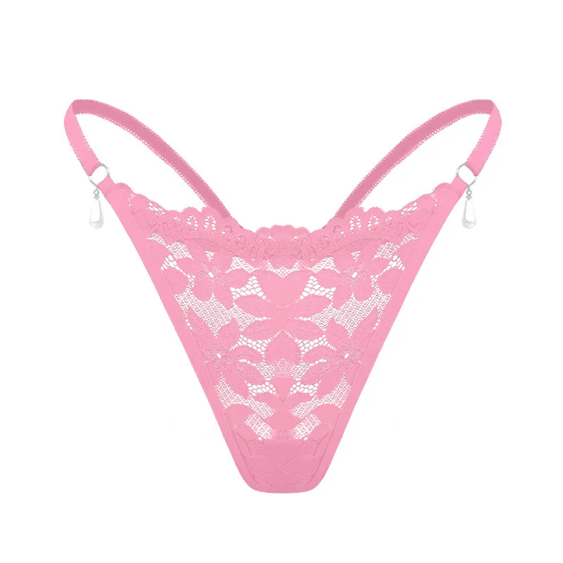 Underwear Fun New Lace Flower Small Pearl Pendant Comfortable Low Waist Women's Thong In Stock display picture 10