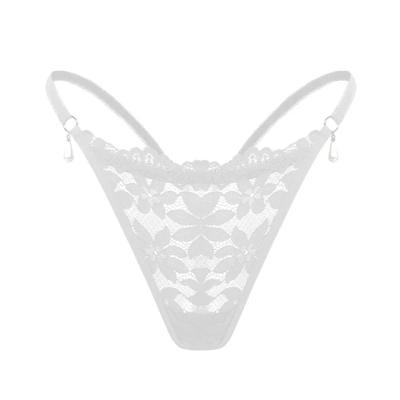 Underwear Fun New Lace Flower Small Pearl Pendant Comfortable Low Waist Women's Thong In Stock display picture 11