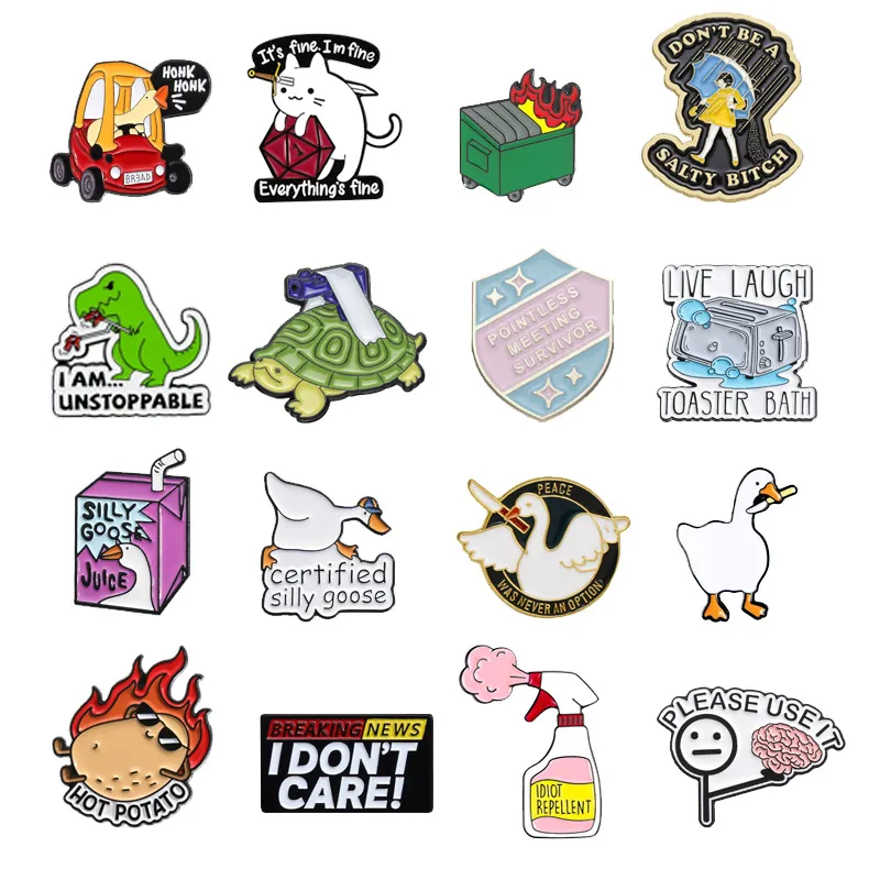 Europe And The United States 16 Mix And Match Style Suit Brooch Big Goose Profit Turtle Dinosaur Brooch Collar Pin Metal Badge display picture 1