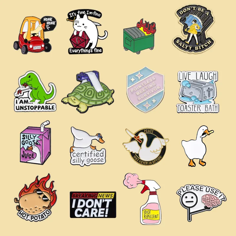 Europe And The United States 16 Mix And Match Style Suit Brooch Big Goose Profit Turtle Dinosaur Brooch Collar Pin Metal Badge display picture 2