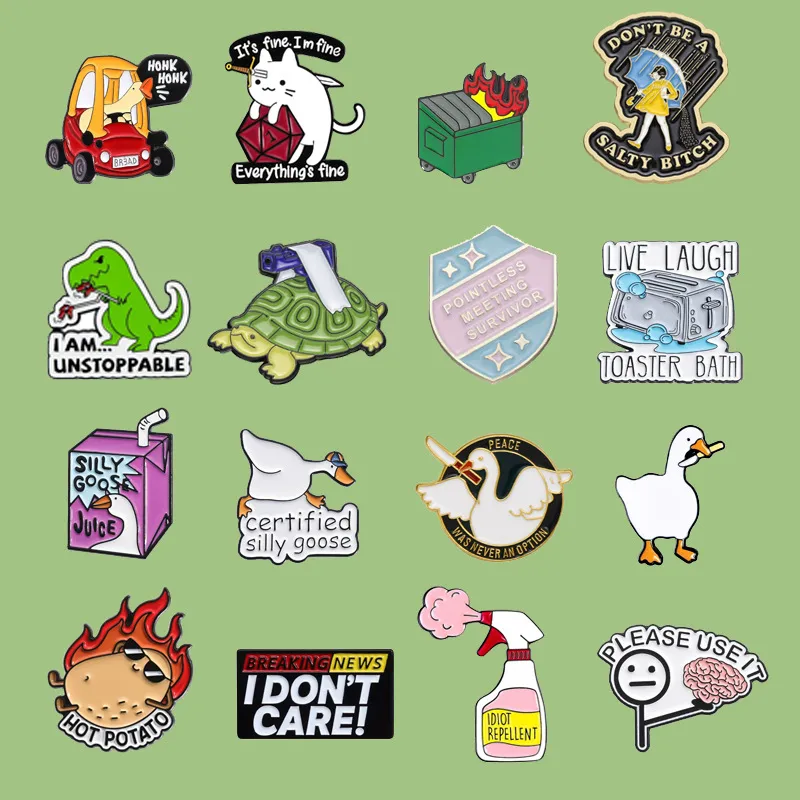 Europe And The United States 16 Mix And Match Style Suit Brooch Big Goose Profit Turtle Dinosaur Brooch Collar Pin Metal Badge display picture 3