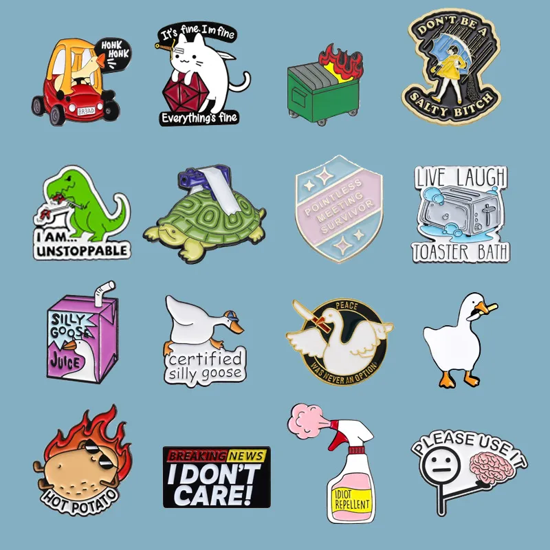 Europe And The United States 16 Mix And Match Style Suit Brooch Big Goose Profit Turtle Dinosaur Brooch Collar Pin Metal Badge display picture 4