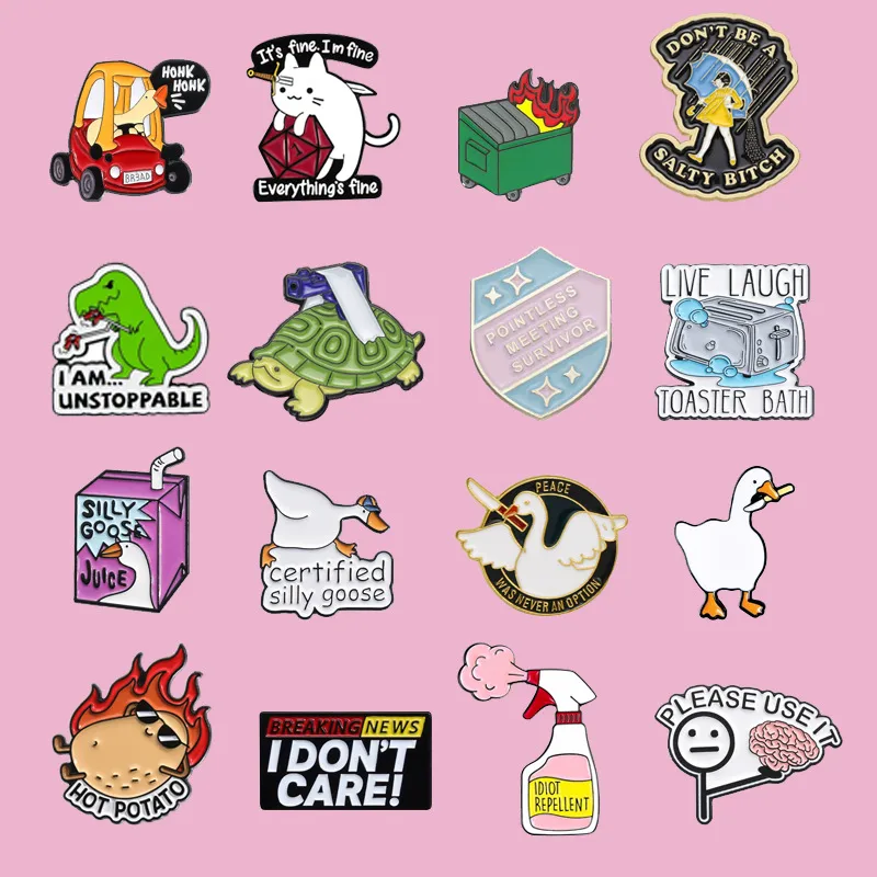 Europe And The United States 16 Mix And Match Style Suit Brooch Big Goose Profit Turtle Dinosaur Brooch Collar Pin Metal Badge display picture 5