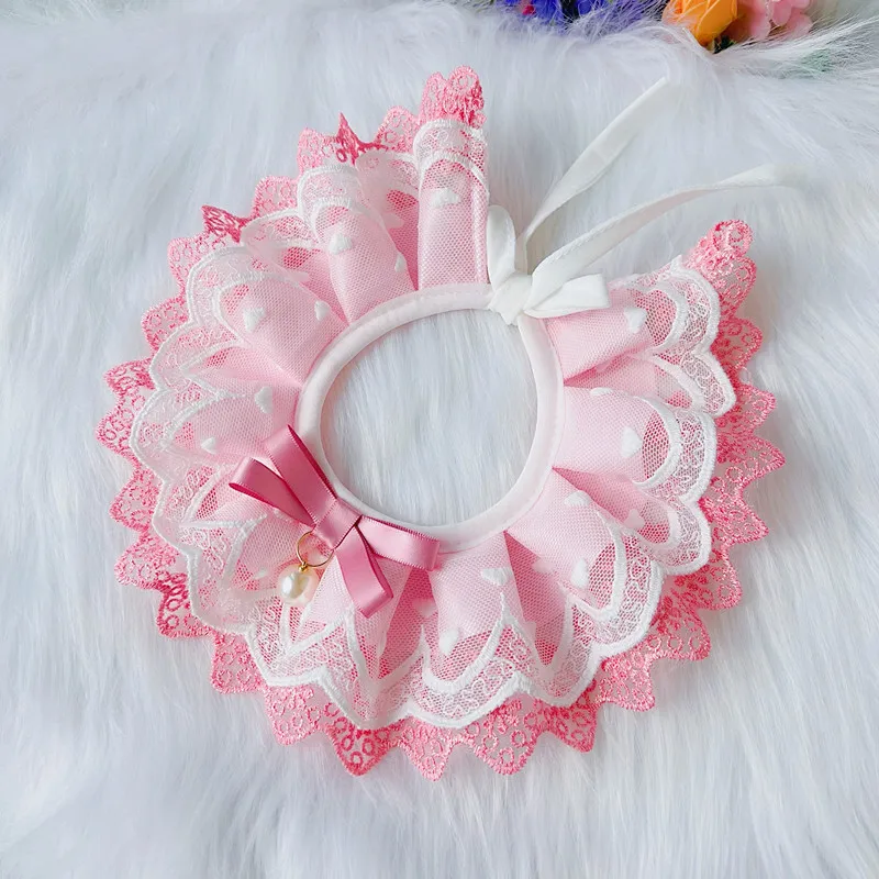Cute Bib Collar Cat Dog Slip Towel Teddy Bib Round Neck Scarf Samo Sweet Lace Bib display picture 4