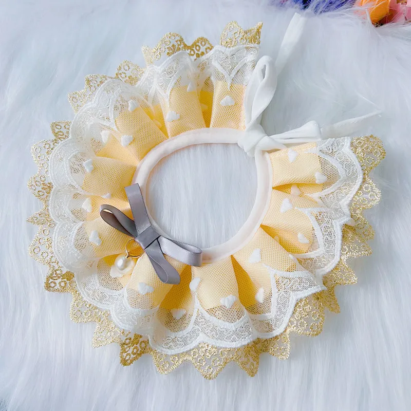 Cute Bib Collar Cat Dog Slip Towel Teddy Bib Round Neck Scarf Samo Sweet Lace Bib display picture 5