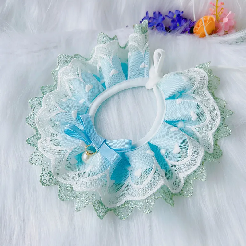 Cute Bib Collar Cat Dog Slip Towel Teddy Bib Round Neck Scarf Samo Sweet Lace Bib display picture 3