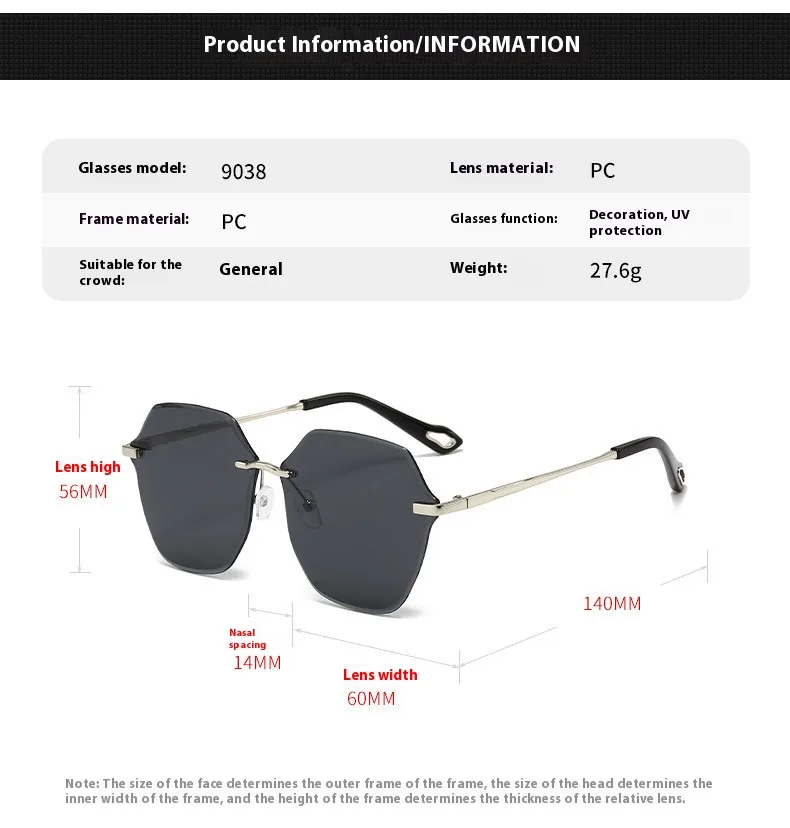 New Ladies Frameless Sunglasses High Sense All-match Temperament Glasses UV Fashion Sunscreen Sunglasses Wholesale display picture 1
