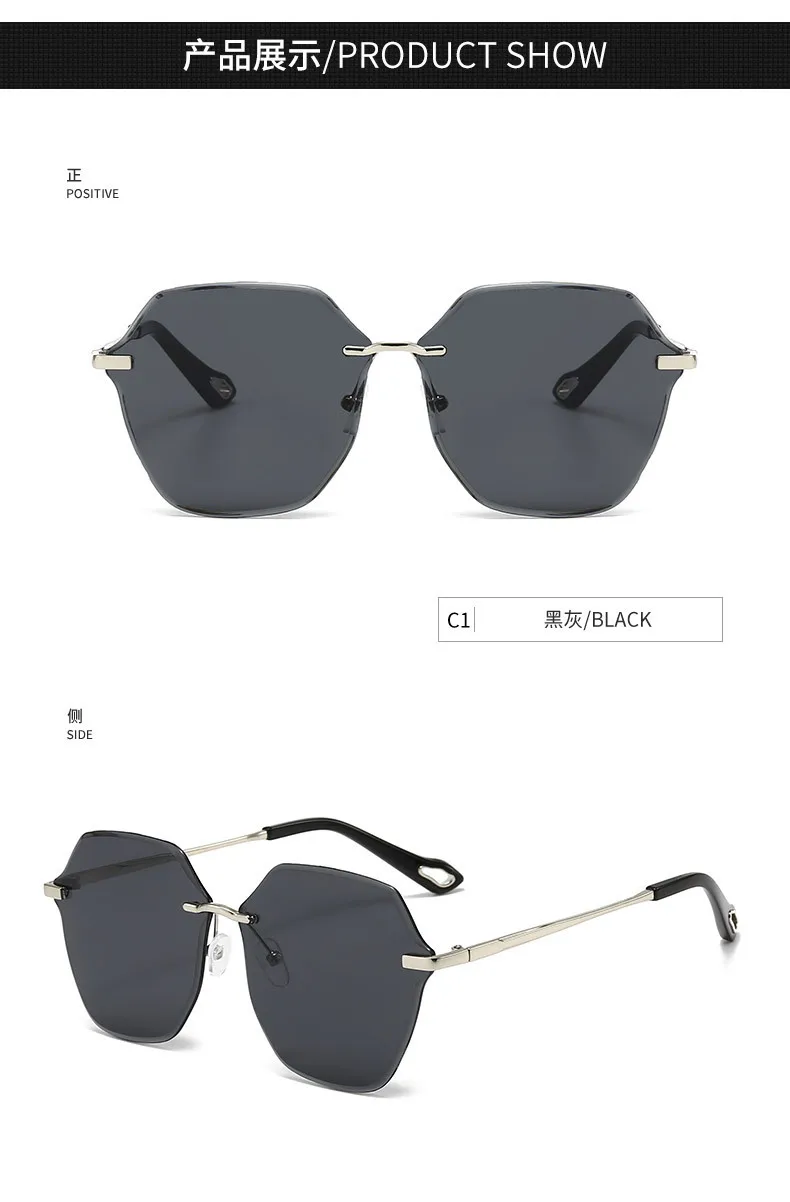 New Ladies Frameless Sunglasses High Sense All-match Temperament Glasses UV Fashion Sunscreen Sunglasses Wholesale display picture 5