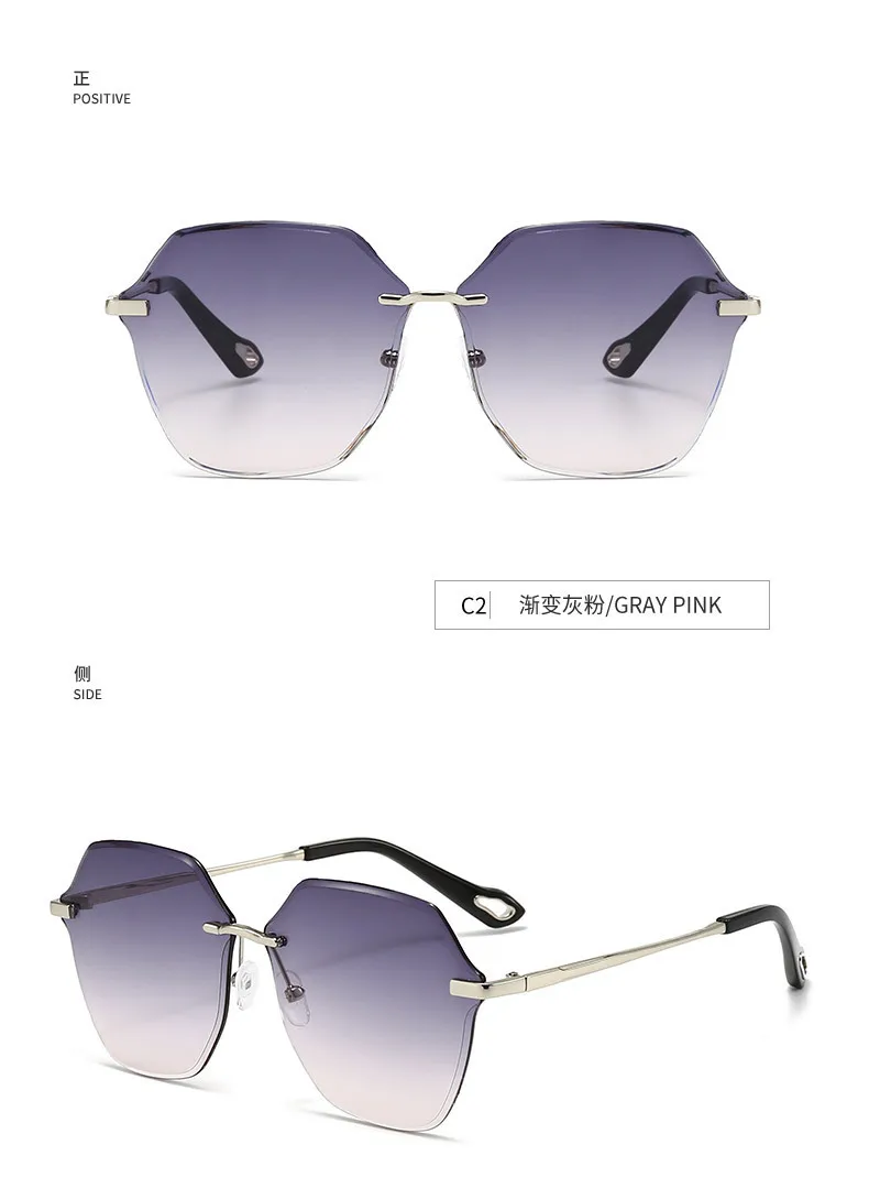 New Ladies Frameless Sunglasses High Sense All-match Temperament Glasses UV Fashion Sunscreen Sunglasses Wholesale display picture 6