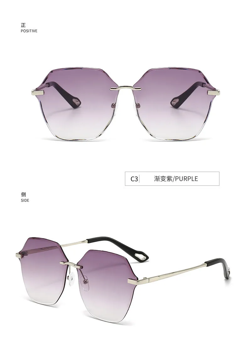 New Ladies Frameless Sunglasses High Sense All-match Temperament Glasses UV Fashion Sunscreen Sunglasses Wholesale display picture 7