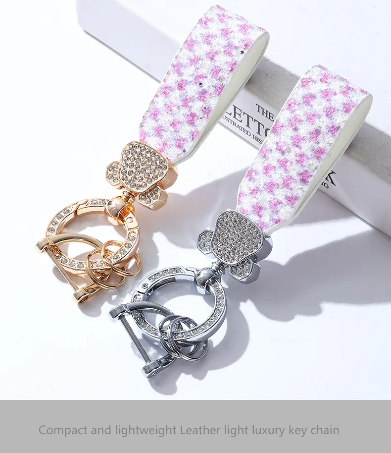 Light Luxury Diamond Bear Car Advanced Keychain Pendant Creative French Ins Style Women's Bag Key Chain Ornament display picture 3