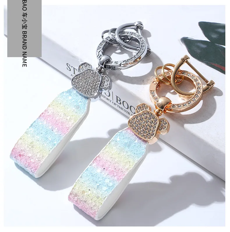 Light Luxury Diamond Bear Car Advanced Keychain Pendant Creative French Ins Style Women's Bag Key Chain Ornament display picture 6